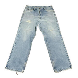 Vintage Carhartt Mens Relaxed Fit Light Wash Denim Jeans 36X30 Distressed Holes